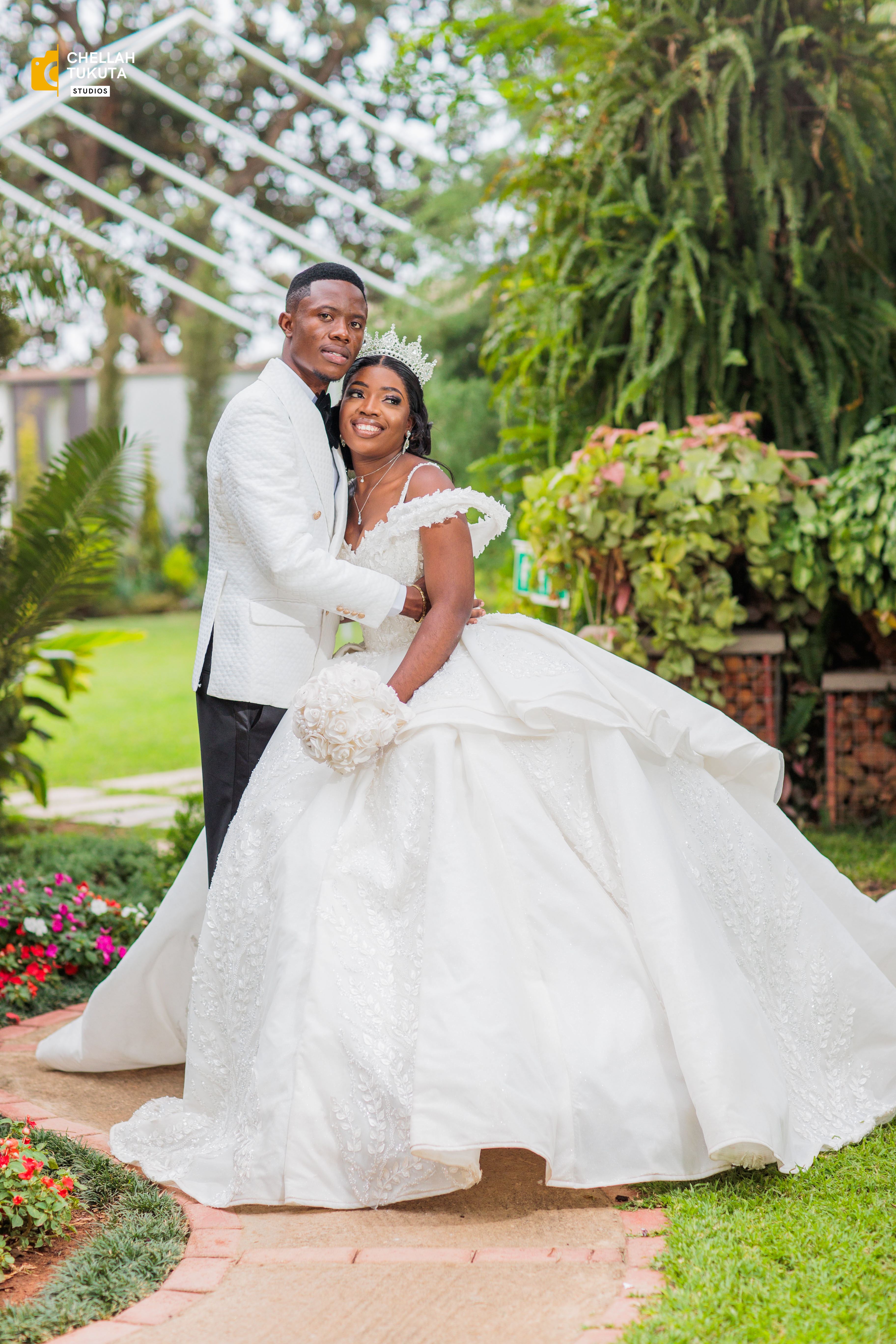 Romantic wedding couple portrait in garden setting - signature style by Chellah Tukuta Photography